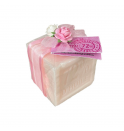 Dárkově balené marseillské mýdlo - 100g - kostka- růže