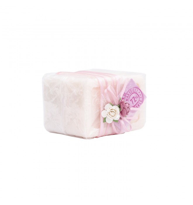 Dárkově balené marseillské mýdlo -2x 100g -růže a bambucké máslo