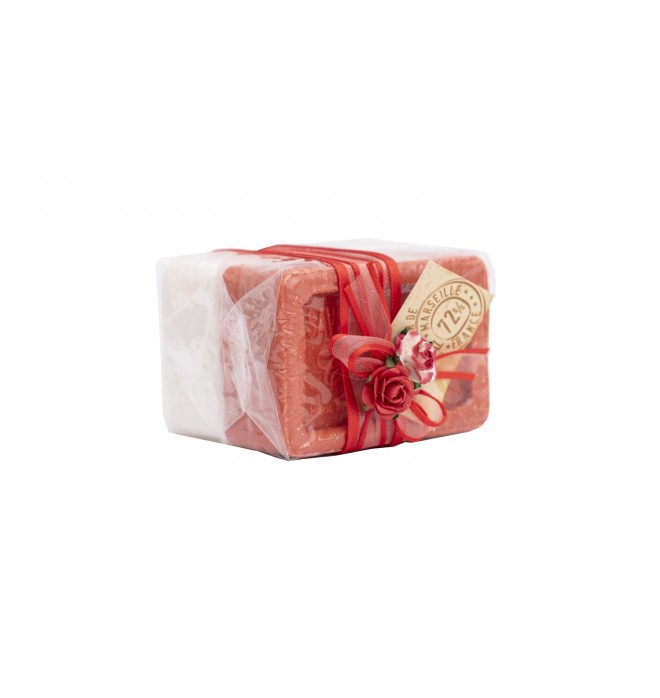 Dárkově balené marseillské mýdlo -2x 100g -červené ovoce a bambucké máslo